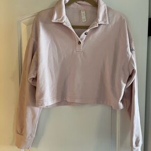 Alo Yoga light pink cropped polo Henley- size small
